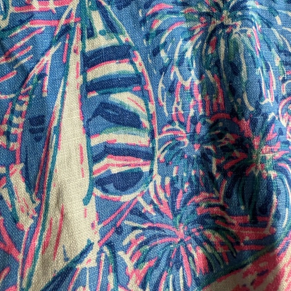 Lilly Pulitzer NWT Linen Sz 2 Keating Top Oca Blue Its a Sailabration 15" PTP - Picture 7 of 9